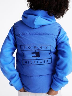 blau wattierte weste mit logo hinten für gender-inclusive kinder - tommy hilfiger