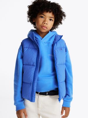 doudoune sans manches à logo au dos bleu pour enfants genre inclusif tommy hilfiger