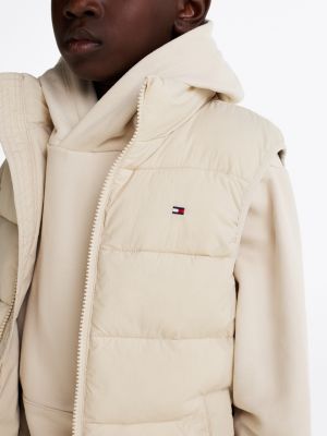 beige steppweste mit color block-design für gender-inclusive kinder - tommy hilfiger