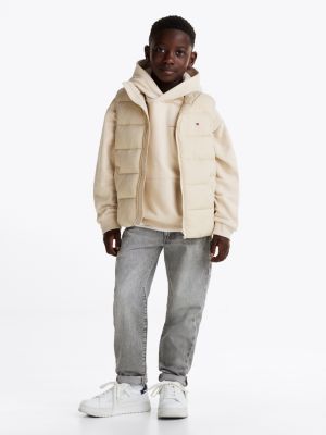 doudoune sans manches colour-block beige pour enfants genre inclusif tommy hilfiger