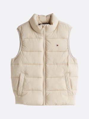 doudoune sans manches colour-block beige pour enfants genre inclusif tommy hilfiger