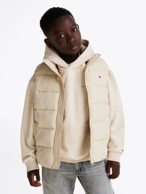 beige colour-blocked bodywarmer voor kinderen gender inclusive - tommy hilfiger