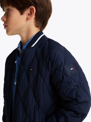 blauw ruitvormig quilted jack voor kinderen gender inclusive - tommy hilfiger