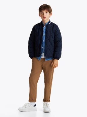 giacca con motivo trapuntato a rombi blu da gender-inclusive bambini tommy hilfiger