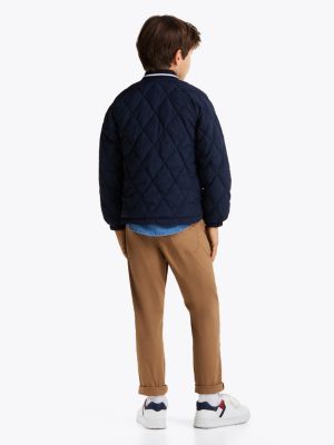 blauw ruitvormig quilted jack voor kinderen gender inclusive - tommy hilfiger