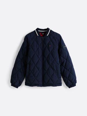 blauw ruitvormig quilted jack voor kinderen gender inclusive - tommy hilfiger