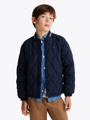 blue diamond quilted jacket for kids gender inclusive tommy hilfiger