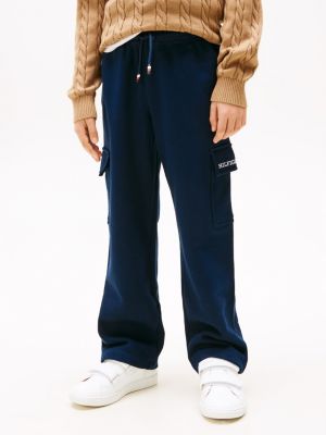 schwarz hilfiger monotype jogginghose im cargo-stil für gender-inclusive kinder - tommy hilfiger