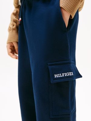 schwarz hilfiger monotype jogginghose im cargo-stil für gender-inclusive kinder - tommy hilfiger