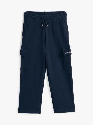 schwarz hilfiger monotype jogginghose im cargo-stil für gender-inclusive kinder - tommy hilfiger