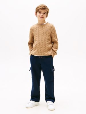 black hilfiger monotype cargo joggers for kids gender inclusive tommy hilfiger