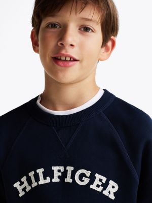 sweat hilfiger monotype à logo bleu pour enfants genre inclusif tommy hilfiger