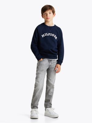 blau hilfiger monotype sweatshirt mit logo für gender-inclusive kinder - tommy hilfiger