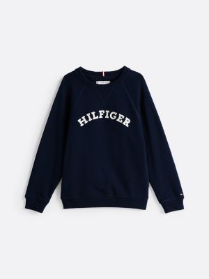 blau hilfiger monotype sweatshirt mit logo für gender-inclusive kinder - tommy hilfiger