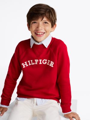 felpa hilfiger monotype con logo rosso da gender-inclusive bambini tommy hilfiger