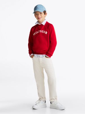 red hilfiger monotype logo sweatshirt for kids gender inclusive tommy hilfiger