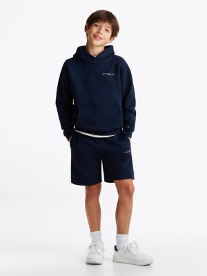 blue sweatshort met logo voor kinderen gender inclusive - tommy hilfiger