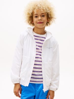 weiß leichtgewichtige wattierte jacke zum verstauen für gender-inclusive kinder - tommy hilfiger