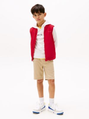 red ultra light padded packable gilet for kids gender inclusive tommy hilfiger