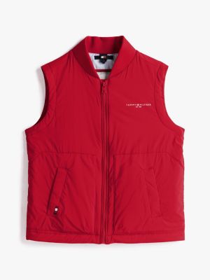 red ultra light padded packable gilet for kids gender inclusive tommy hilfiger