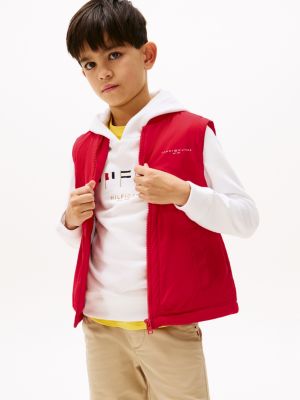 red superlicht gewatteerd opvouwbaar gilet voor kinderen gender inclusive - tommy hilfiger