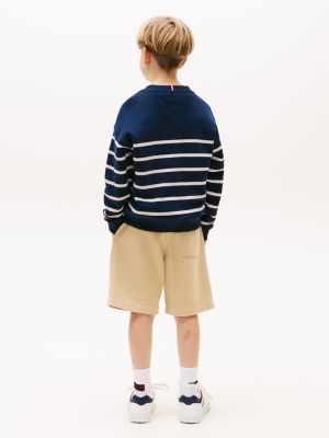 blau genderneutrales gestreiftes sweatshirt für gender-inclusive kinder - tommy hilfiger