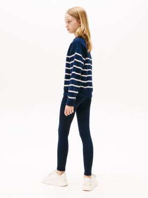 blau genderneutrales gestreiftes sweatshirt für gender-inclusive kinder - tommy hilfiger