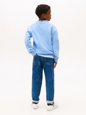 blue gender inclusive logo crew neck sweatshirt for kids gender inclusive tommy hilfiger