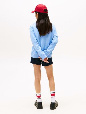 blue gender inclusive logo crew neck sweatshirt for kids gender inclusive tommy hilfiger