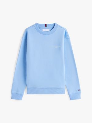 blue gender inclusive logo crew neck sweatshirt for kids gender inclusive tommy hilfiger