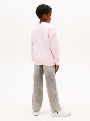 blue gender inclusive logo crew neck sweatshirt for kids gender inclusive tommy hilfiger