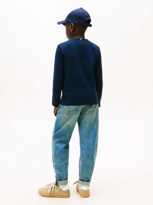 blue regular fit long sleeve t-shirt for kids gender inclusive tommy hilfiger