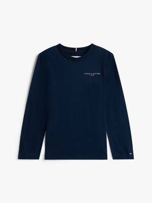 blue regular fit long sleeve t-shirt for kids gender inclusive tommy hilfiger