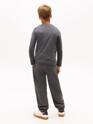 grey regular fit long sleeve t-shirt for kids gender inclusive tommy hilfiger