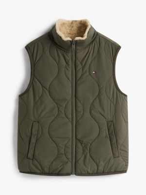 beige wende-weste mit teddy-struktur für gender-inclusive kinder - tommy hilfiger