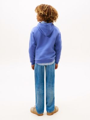 sweat à capuche en molleton à logo rose pour enfants genre inclusif tommy hilfiger