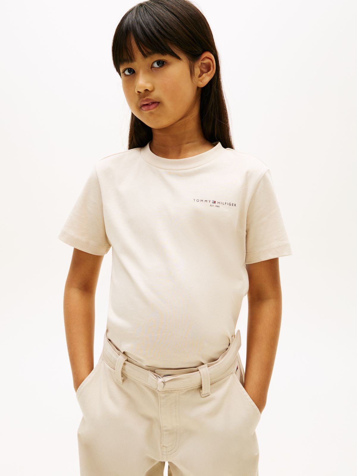Logo Jersey Crew Neck T-Shirt — Beige