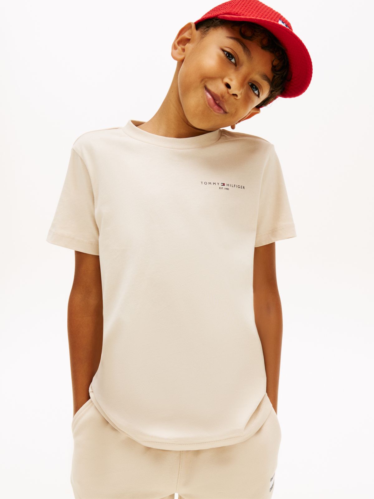Logo Jersey Crew Neck T-Shirt — Beige