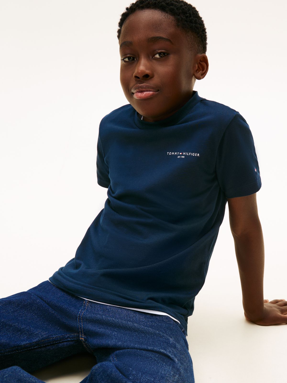 Logo Jersey Crew Neck T-Shirt — Blue