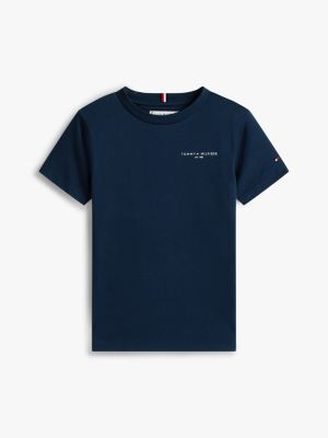niebieski t-shirt z okrągłym dekoltem z logo dla dla dzieci i dla każdej płci - tommy hilfiger