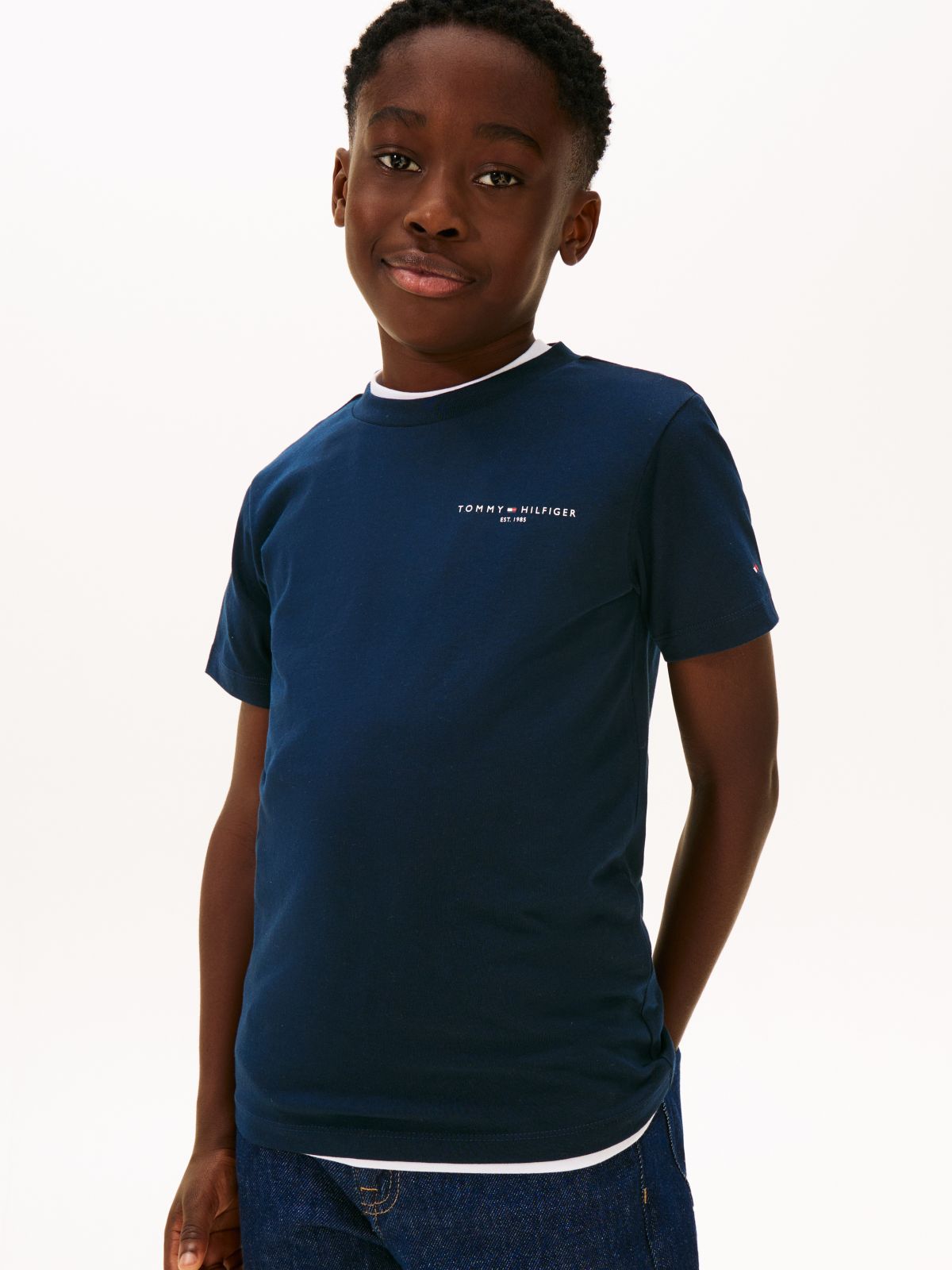 Logo Jersey Crew Neck T-Shirt — Blue
