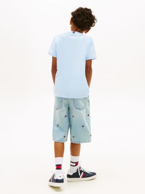 blue logo jersey crew neck t-shirt for kids gender inclusive tommy hilfiger