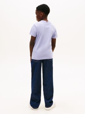 blau rundhals-t-shirt aus jersey mit logo für gender-inclusive kinder - tommy hilfiger