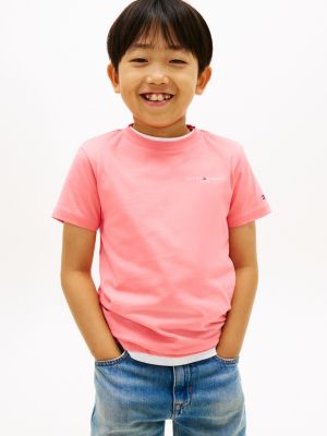 pink logo jersey crew neck t-shirt for kids gender inclusive tommy hilfiger
