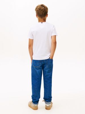 white logo crew neck t-shirt for kids gender inclusive tommy hilfiger