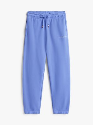 blau logo-jogginghose aus gebürstetem fleece für gender-inclusive kinder - tommy hilfiger