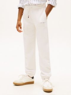 Brushed Fleece Logo Joggers — White 3