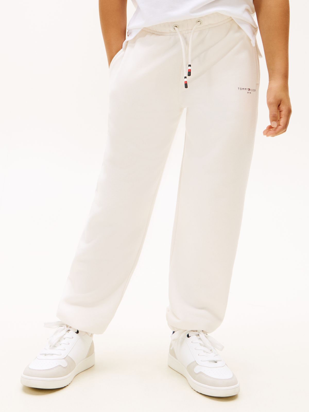 Brushed Fleece Logo Joggers — White
