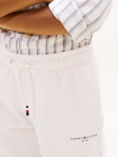 Brushed Fleece Logo Joggers — White 5