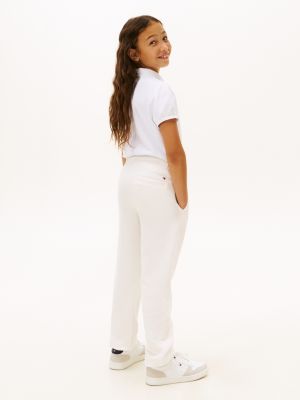 white brushed fleece logo joggers for kids gender inclusive tommy hilfiger